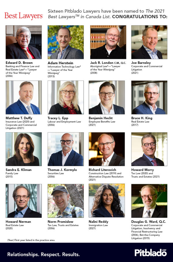 16 Pitblado Lawyers Named to the 2021 Best Lawyers in Canada - Winnipeg ...