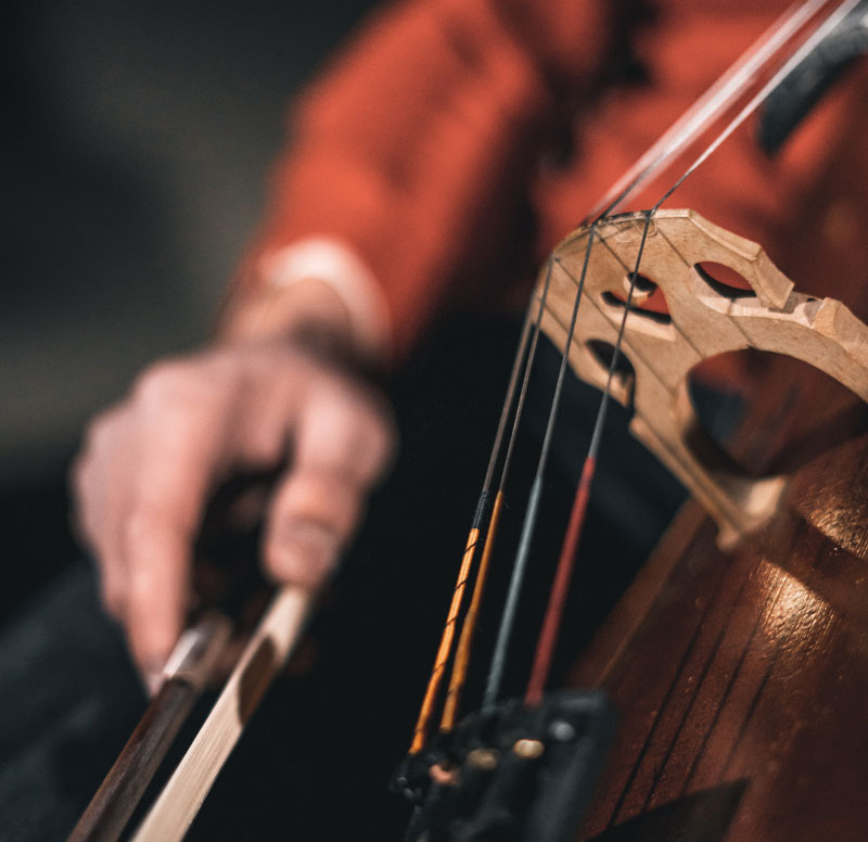 Close-up of a person playing an instrument.